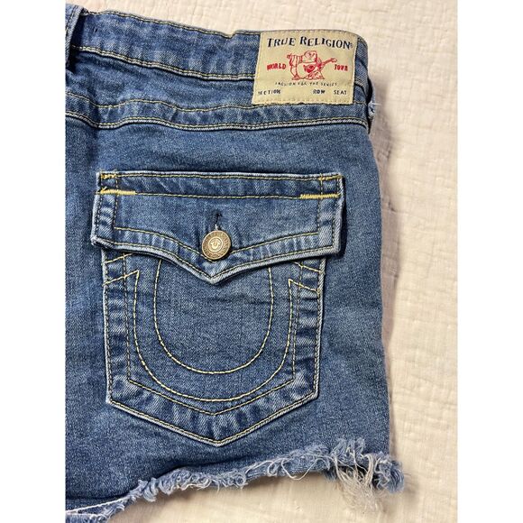 Vintage Y2K True Religion Joey Low Rise Cut Off Denim Shorts, Size 32- Size 14 - Picture 6 of 13